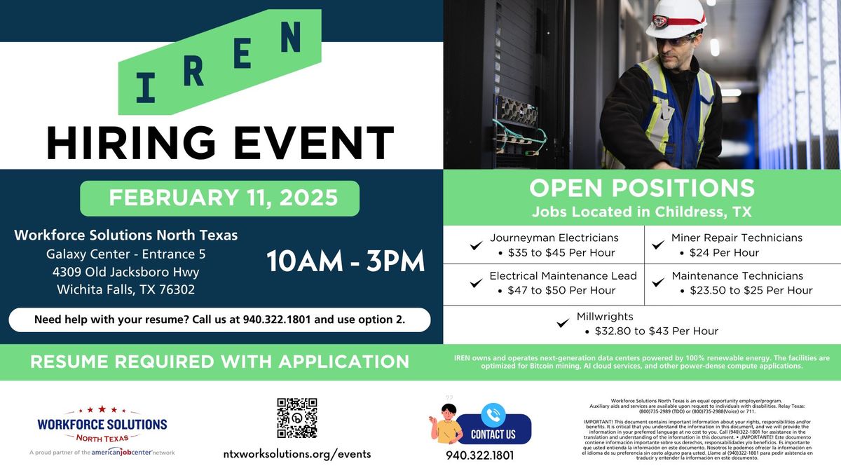 HIRING EVENT: IREN