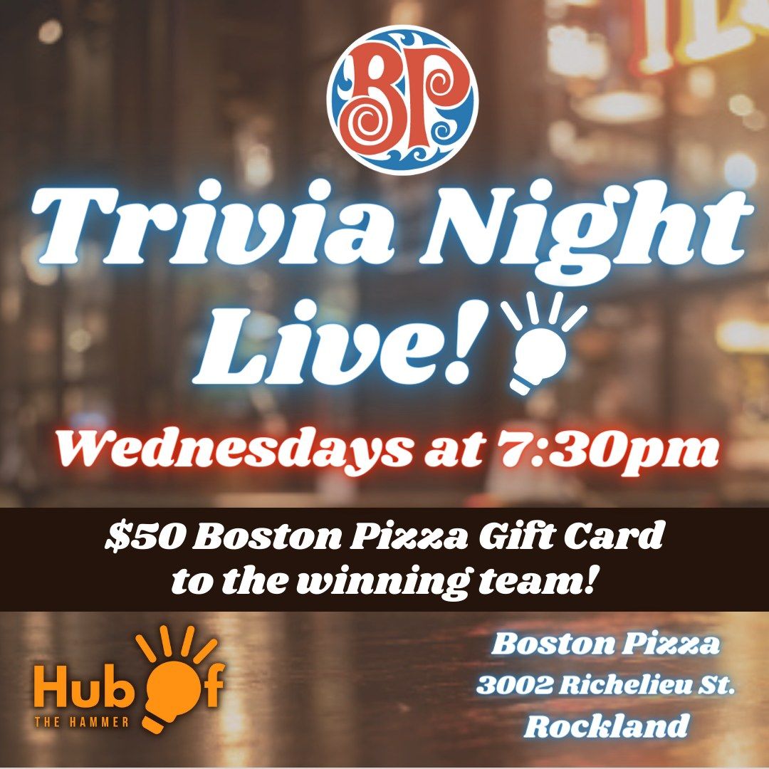 Wednesday Trivia at Boston Pizza Rockland