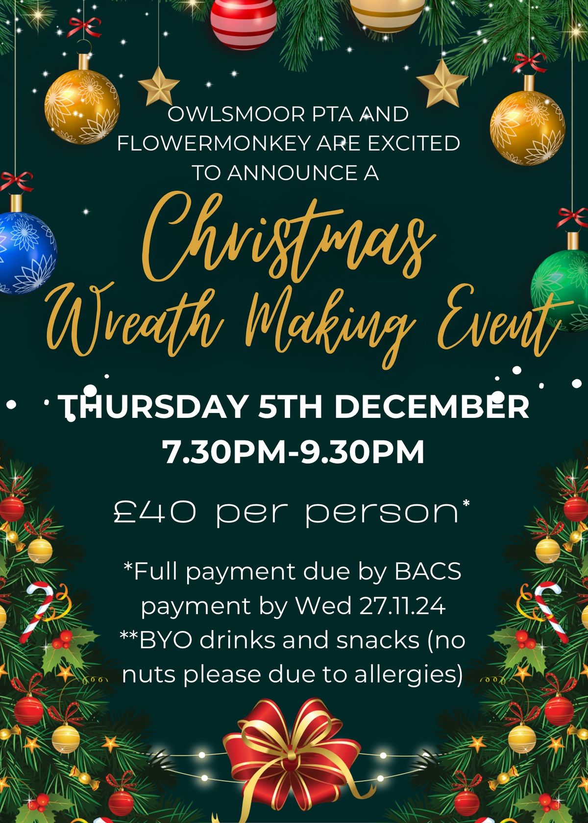 Christmas wreath making event with Flower Monkey