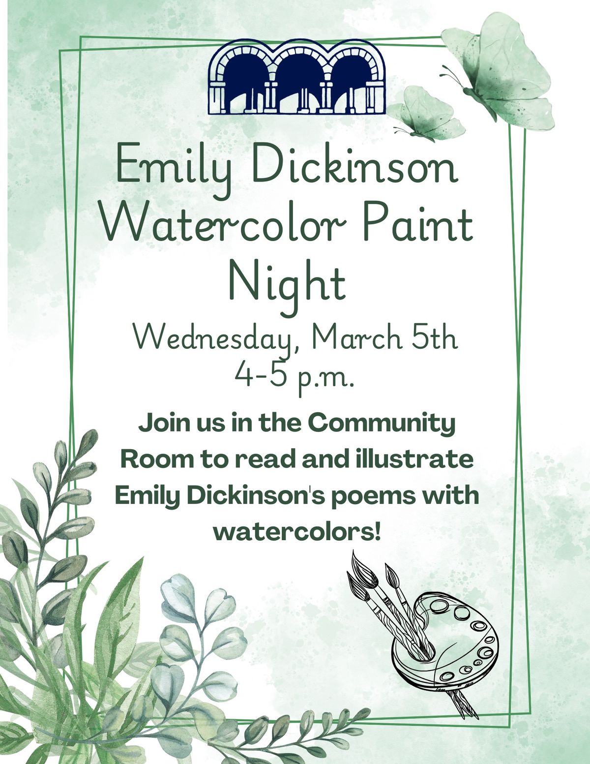 Emily Dickinson Watercolor Paint Night