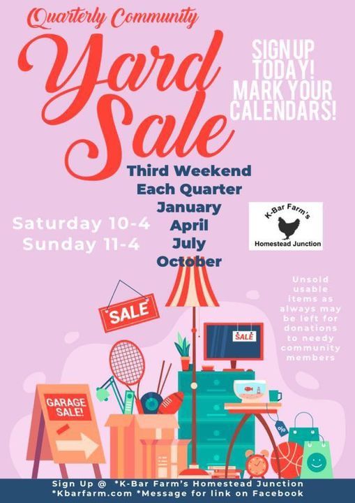 Quarterly Community yard sale located indoors Inlet Square Mall, Inlet Square Dr, Murrells Inlet