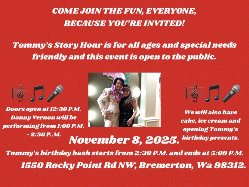 Danny Vernon performing once again for six years in a row at Tommy's Story Hour