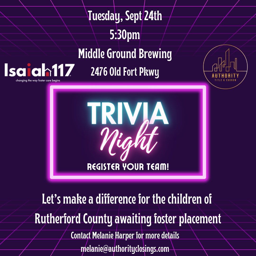 Trivia Night benefiting Isaiah 117 House