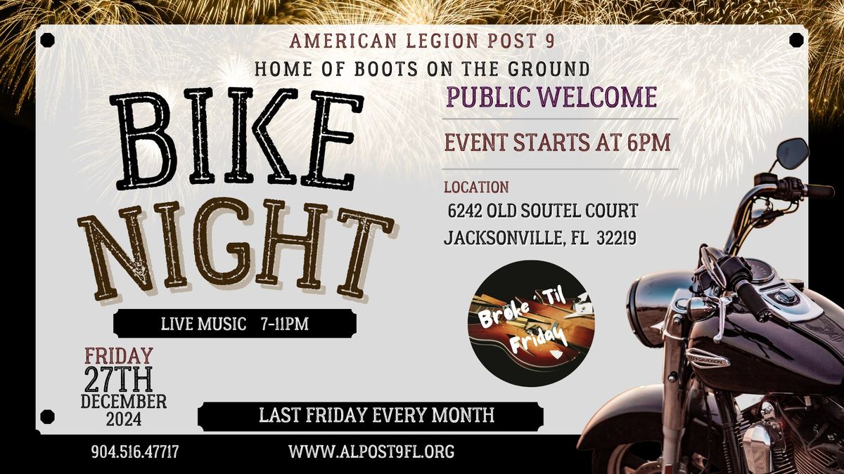 BIKE NIGHT - Live Music - Broke 'Til Friday