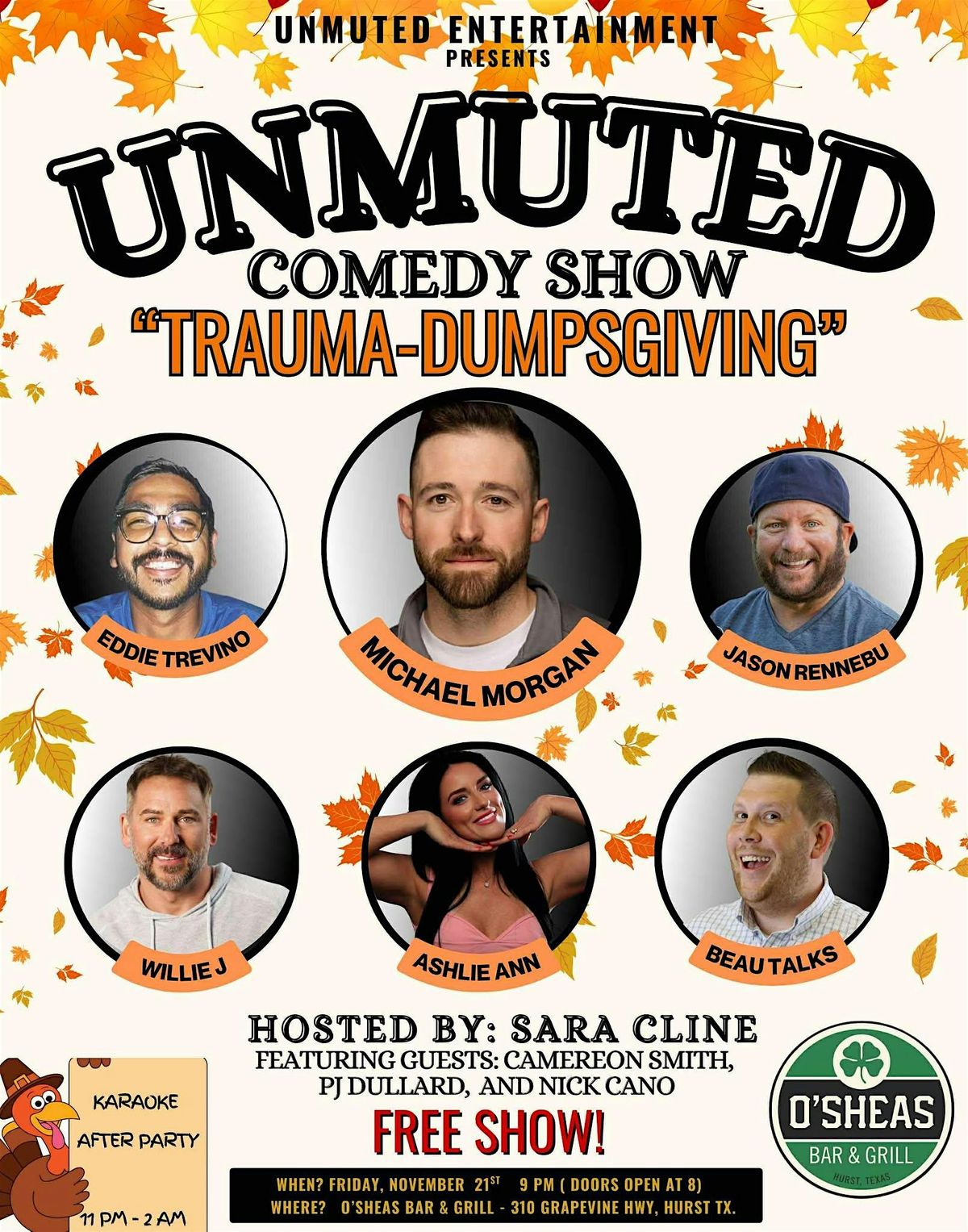 Unmuted Comedy: "Trauma-Dumpsgiving" + Karaoke After Party!