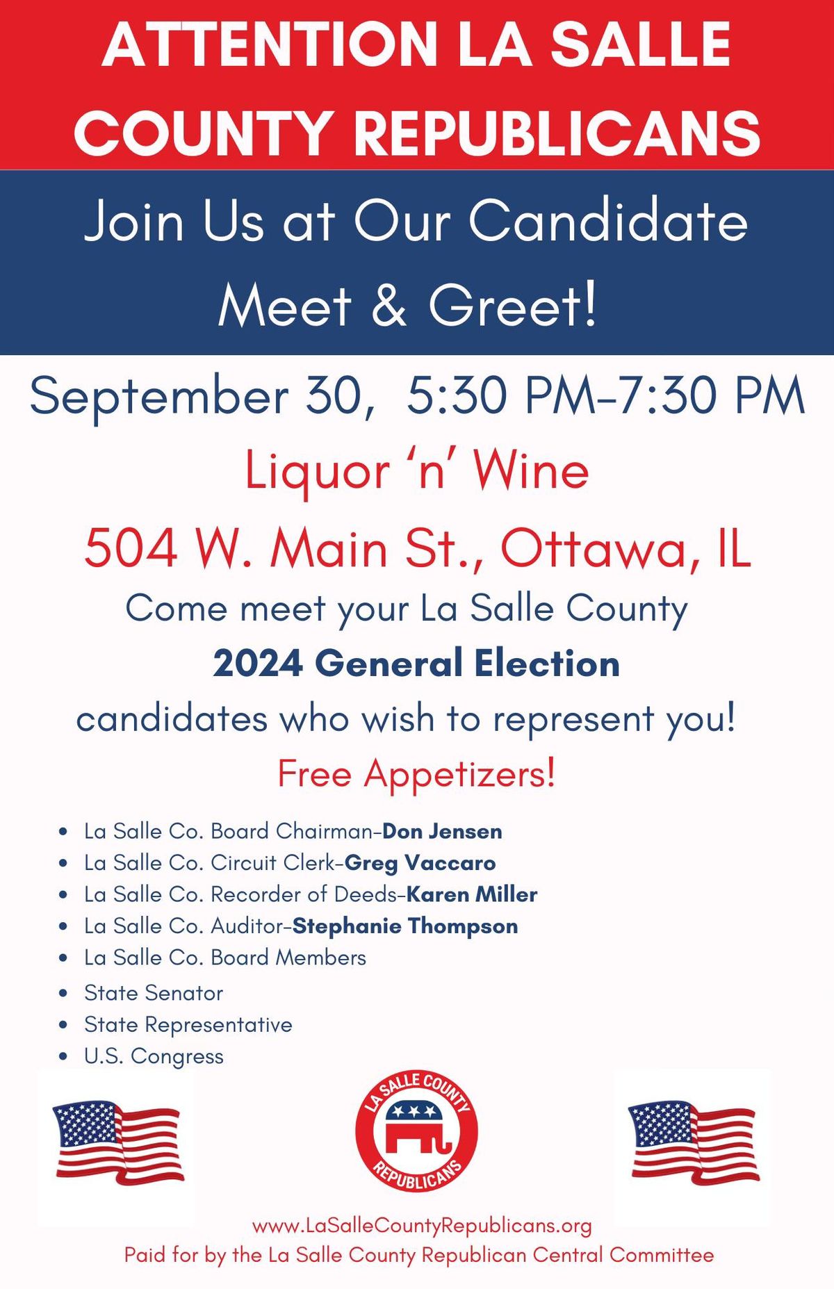 La Salle County Candidate Meet & Greet on September 30th