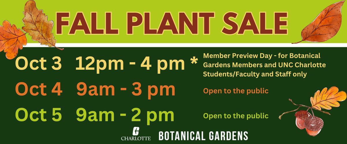 Fall Plant Sale Open To The Public