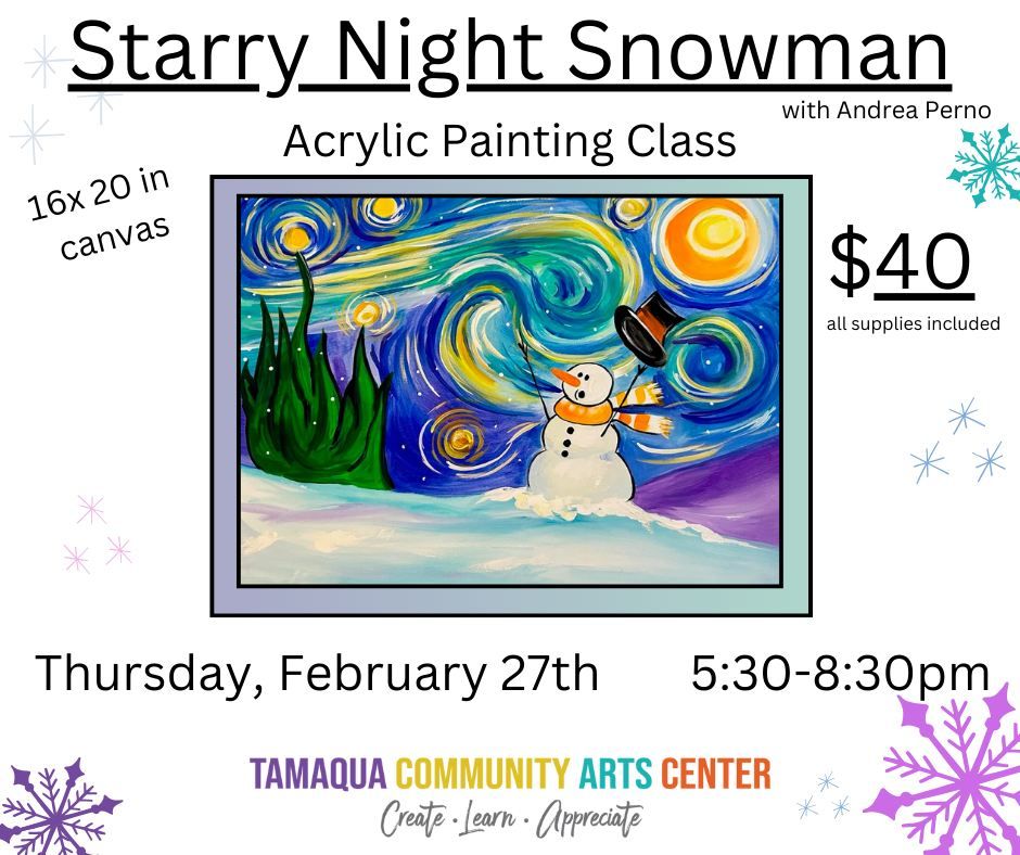 Starry Night Snowman- Acrylic Painting Class