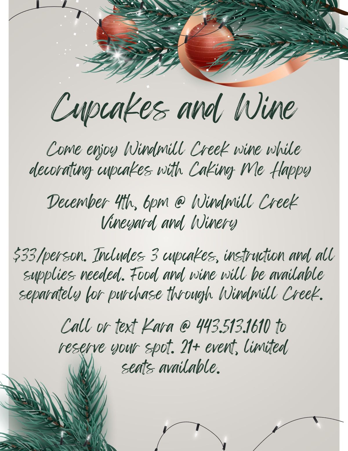 Holiday Cupcakes and Wine, 12\/4