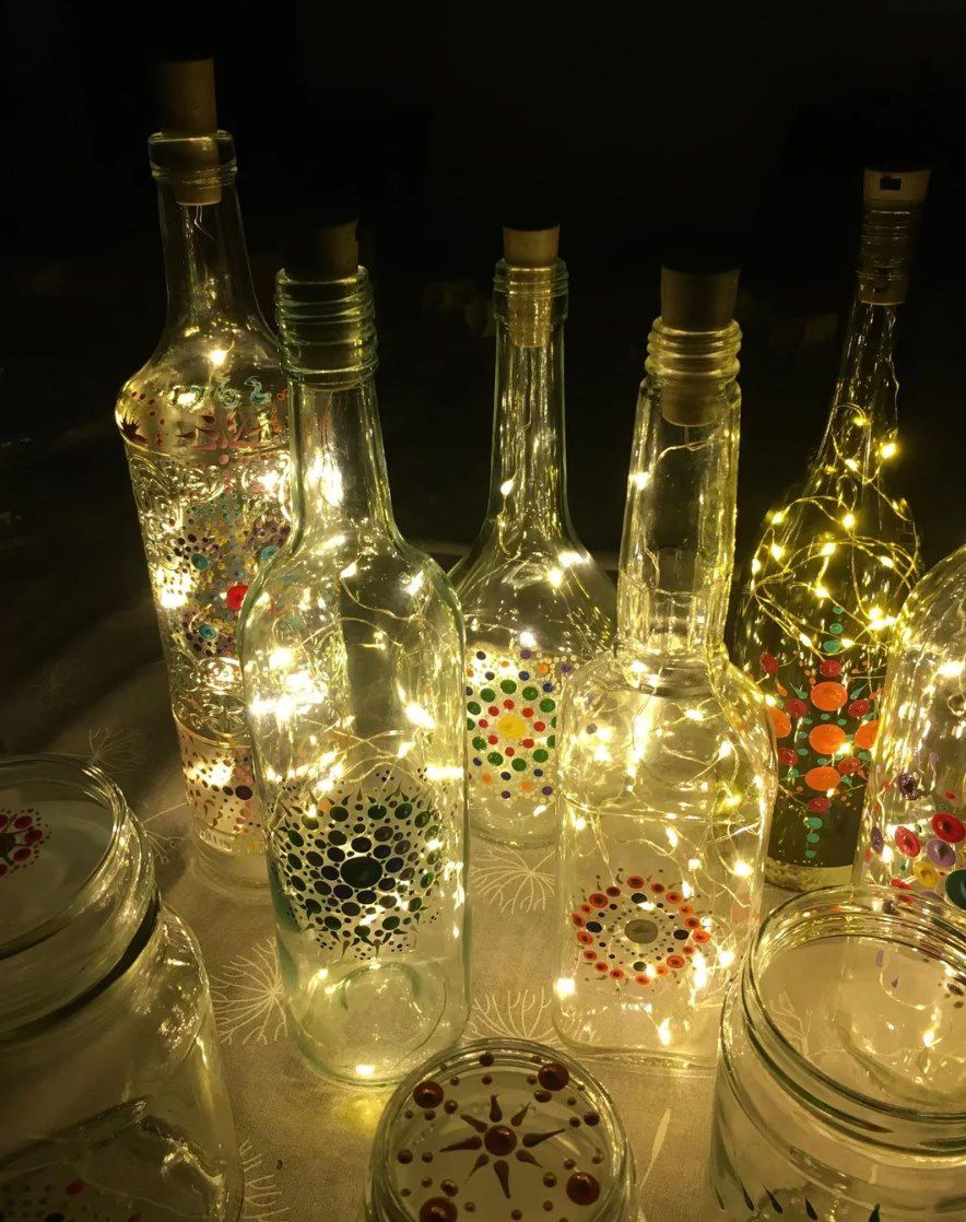 Fairy light bottle & jar bottle mandala painting workshop with MandaLove by Nelly