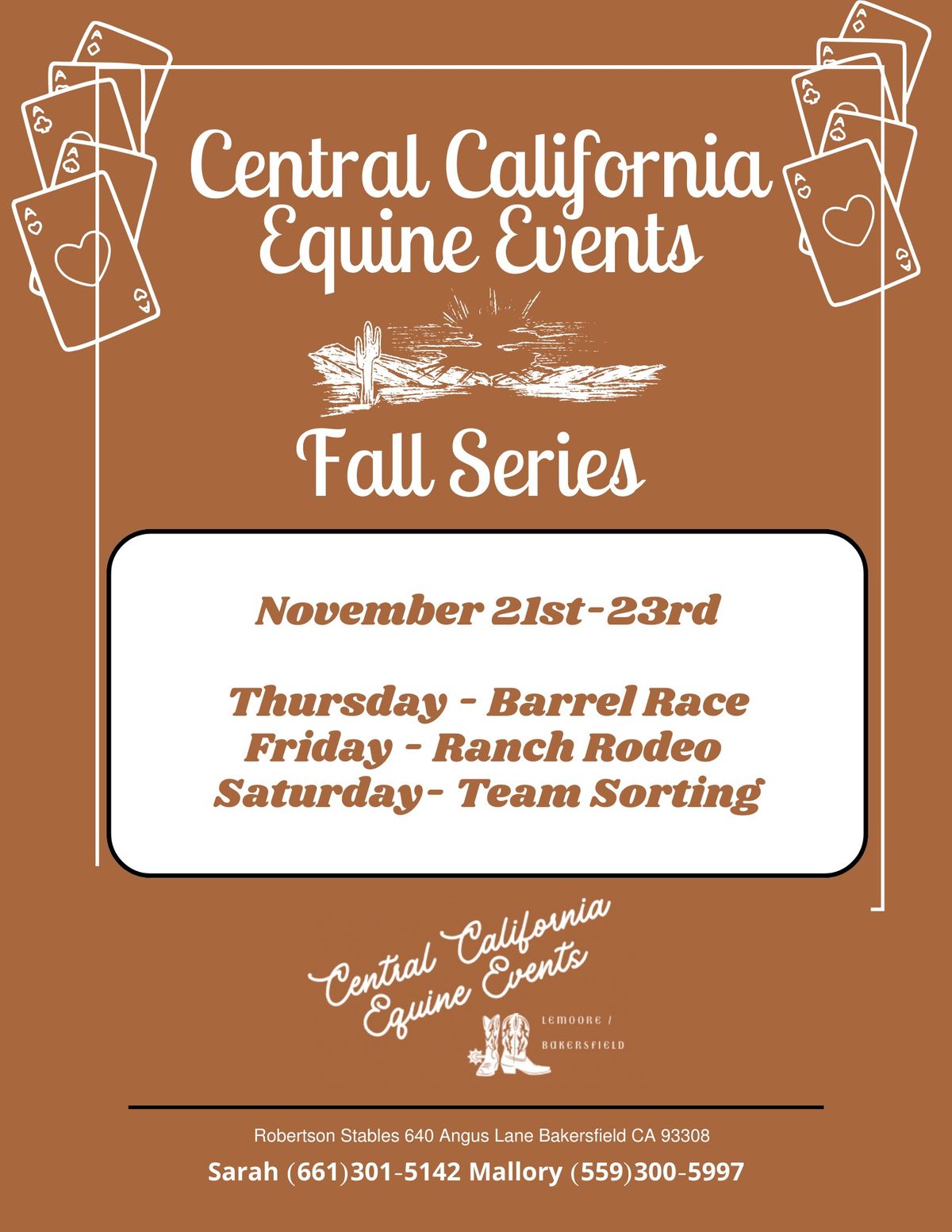 Central California Equine Events (Fall Series) Barrel Race, Ranch Rodeo, and Team Sorting 