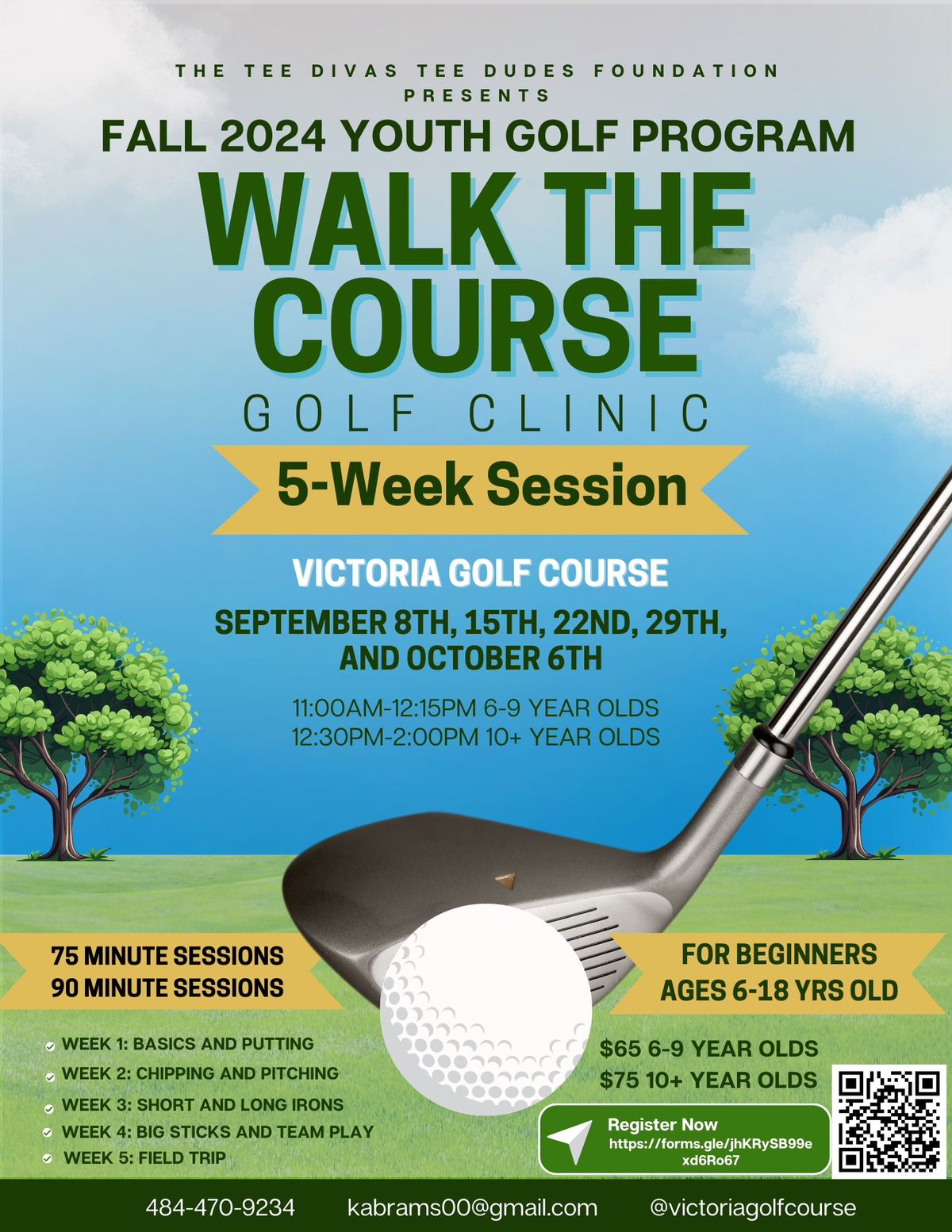 TDTD Foundation Presents Fall 2024 "Walk the Course" 5-Week Golf Clinics