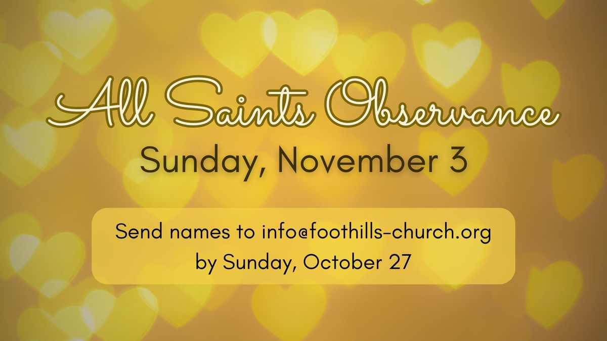 All Saints Observance - send names by Oct. 27