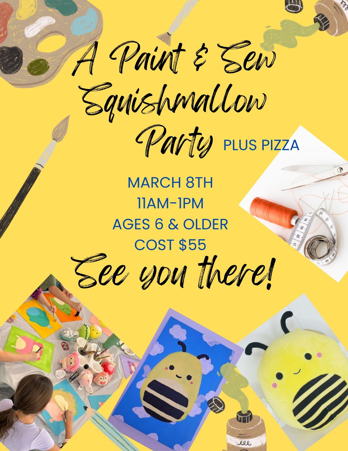 Sew and Paint Squishmallow Party PLUS Pizza