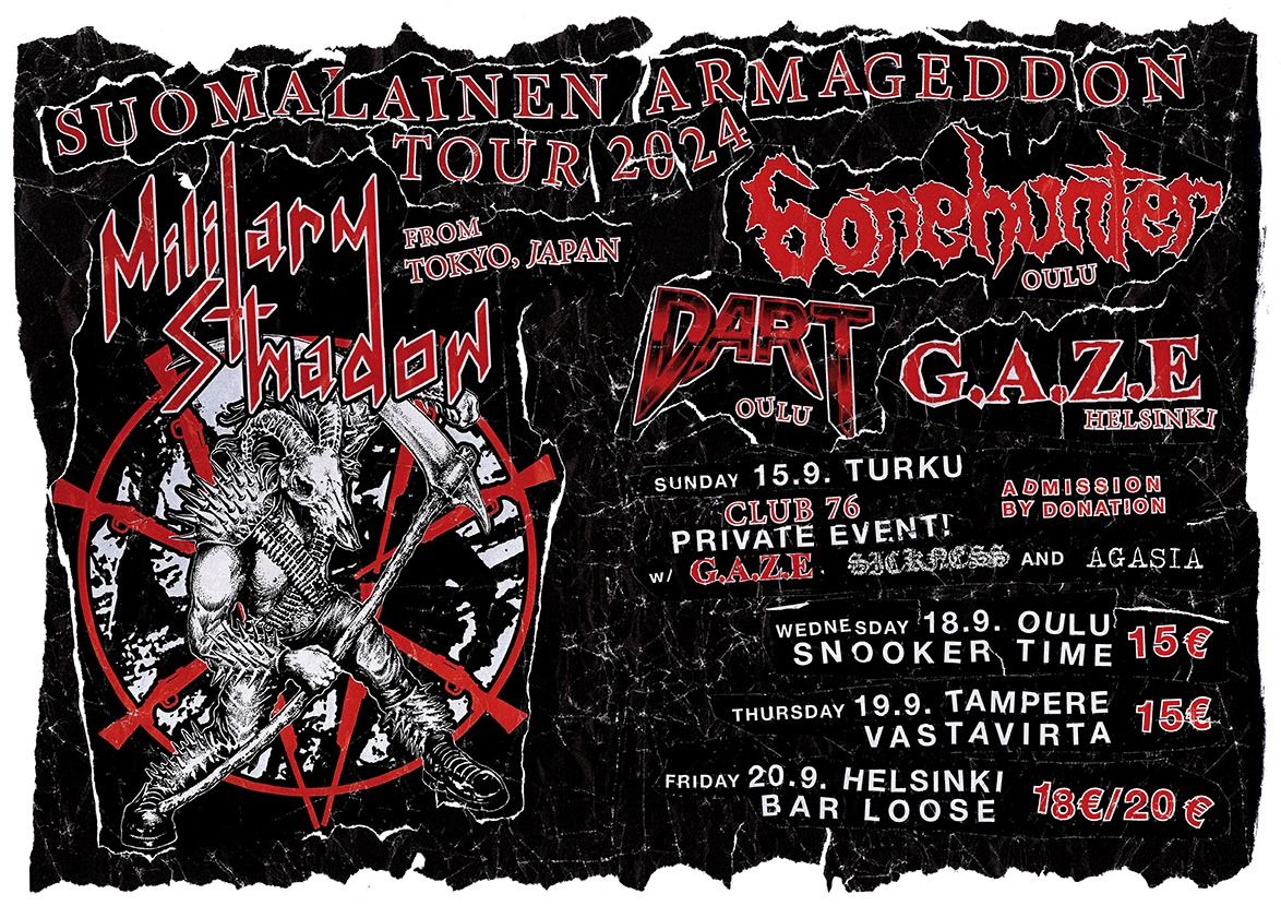 19.9. Tampere Vastavirta Club: MILITARY SHADOW (JAPAN) with G.A.Z.E, Bonehunter & Dart