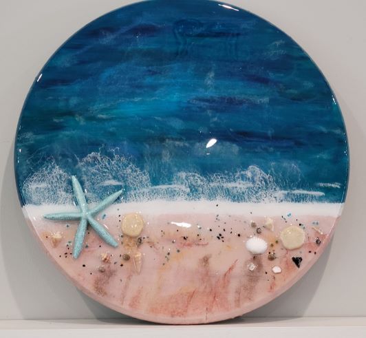 Beachy Lazy Susan Resin Art Class