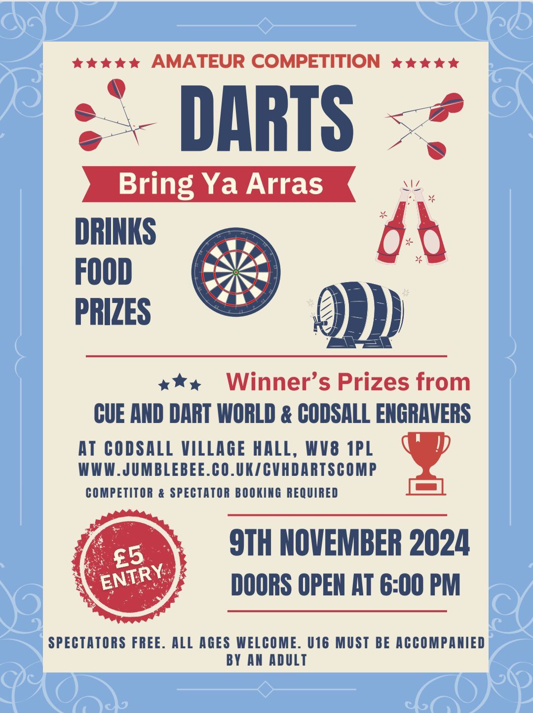 Codsall Village Hall's 1st Amateur Darts Competition 