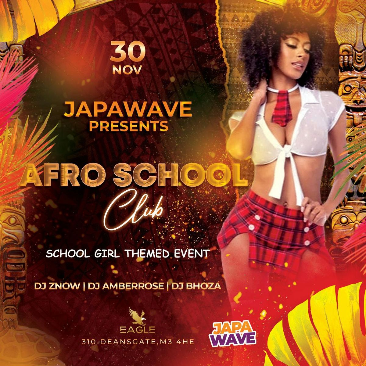 Afro school club  (school girl themed event)