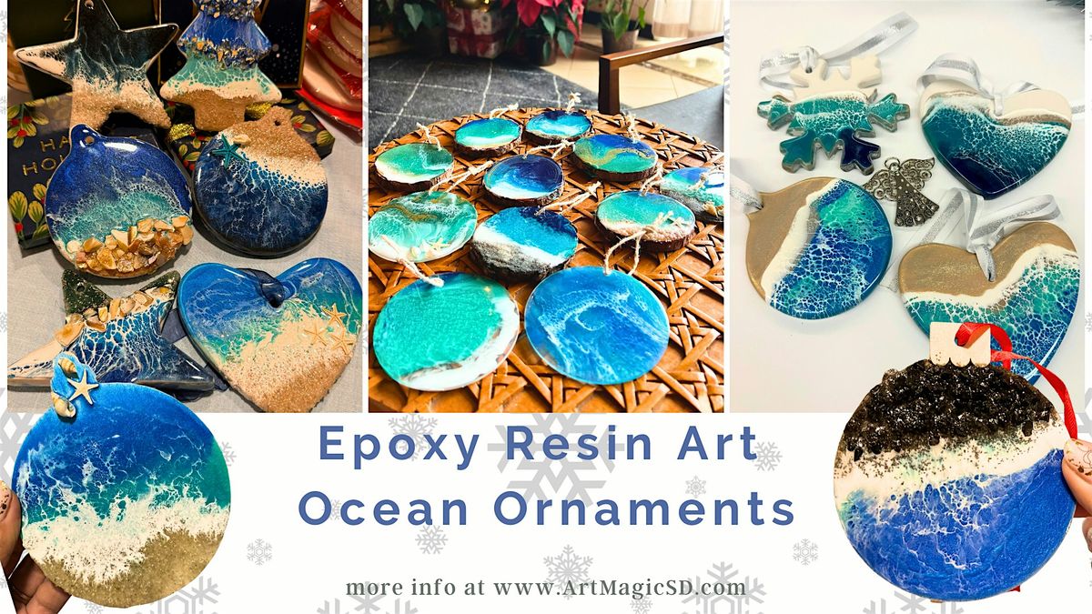 Ocean ornaments on a ceramic - Resin Art Workshop |San Diego