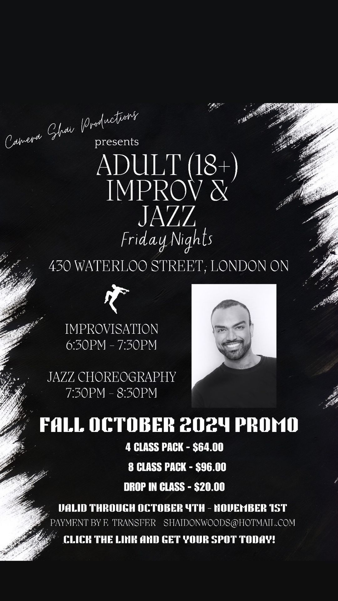 FRIDAY NIGHTS, STARTS OCT 4- Camera Shaii Productions Presents: ADULT (18+) IMPROV AND JAZZ CLASSES!