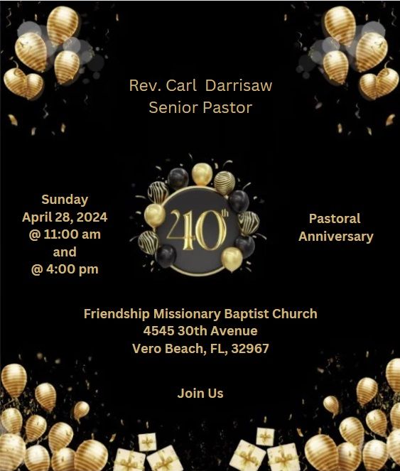 Rev. Carl Darrisaw, 40th Pastoral Anniversary