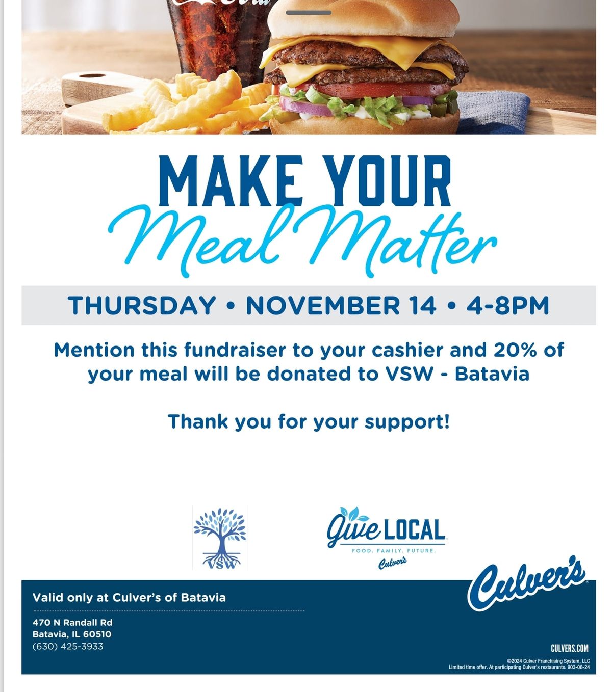 Dine to Empower: Culver's Fundraiser for VSW