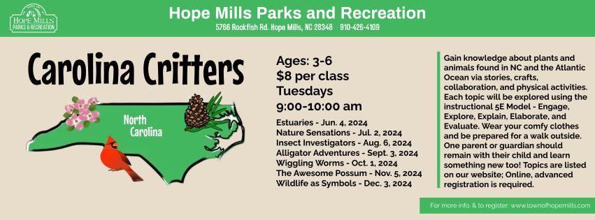 Carolina Critters at Hope Mills Parks and Recreation -Wildlife as Symbols