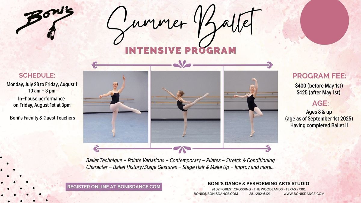 Boni's Summer Ballet Intensive Program 2025