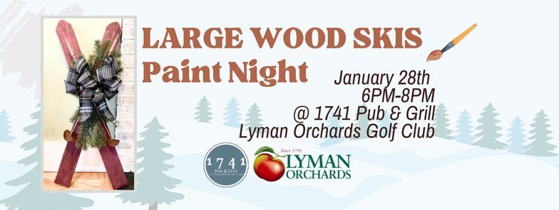 Large Wood Skis Paint Night