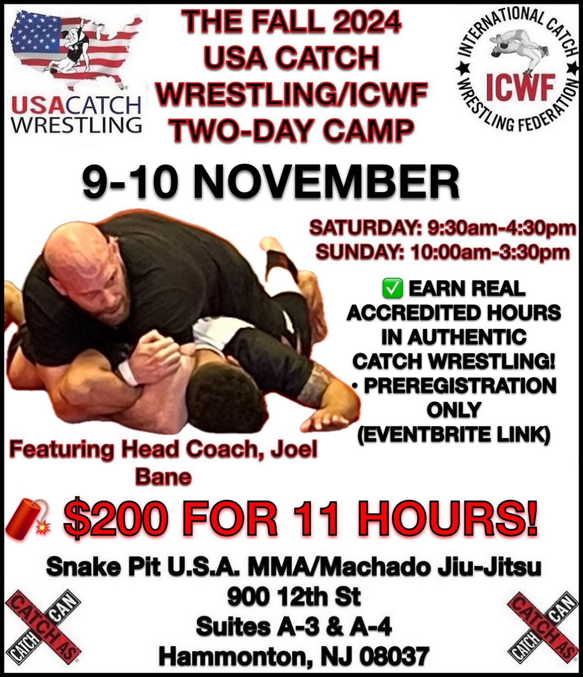 FALL 2024 USA CATCH WRESTLING\/ICWF TWO-DAY CAMP!