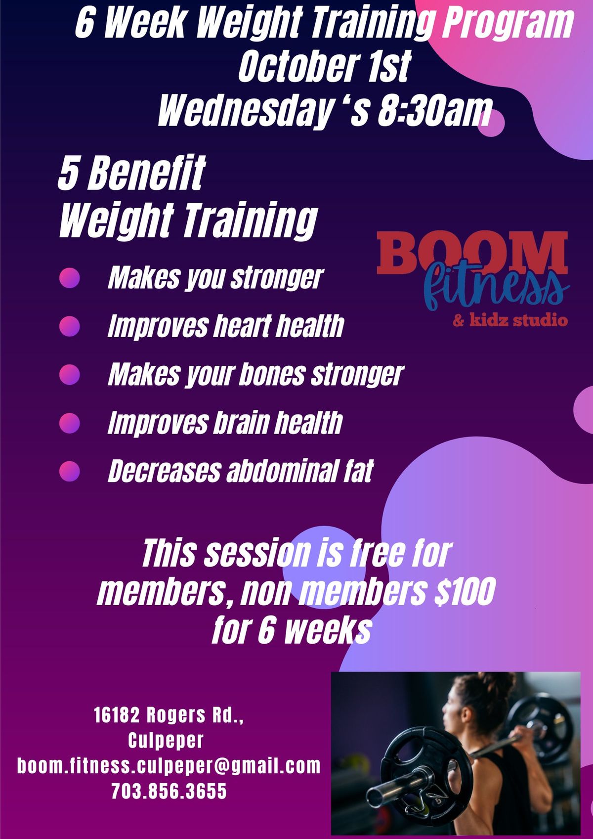 BOOM Fitness 6 Week Weight Training Program