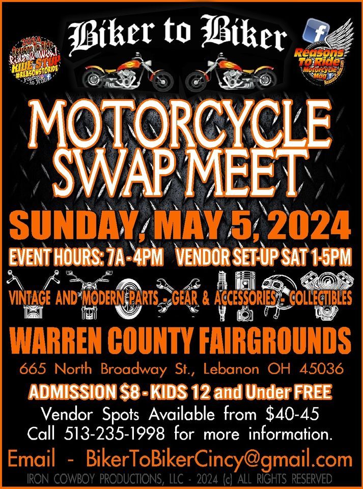 BIKER TO BIKER Motorcycle Swap Meet, Warren County Fairgrounds, Lebanon