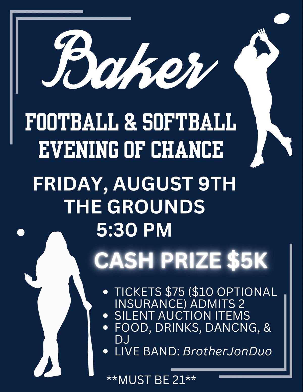 Baker Football & Softball Evening of Chance 