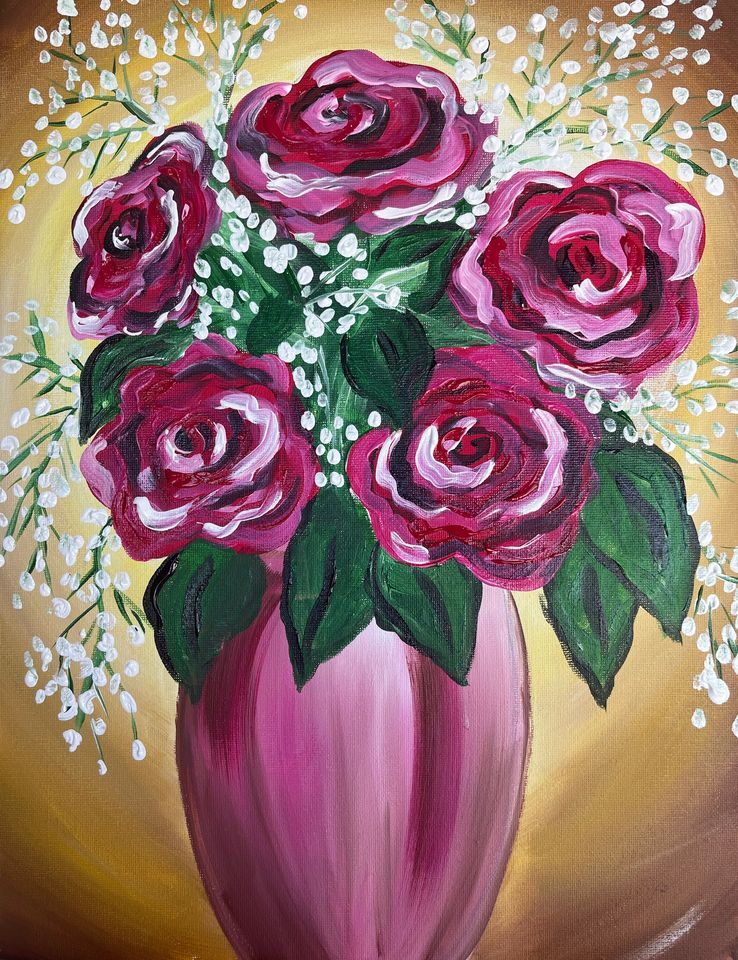 Timaru Paint & Wine Night - Rose Bouquet