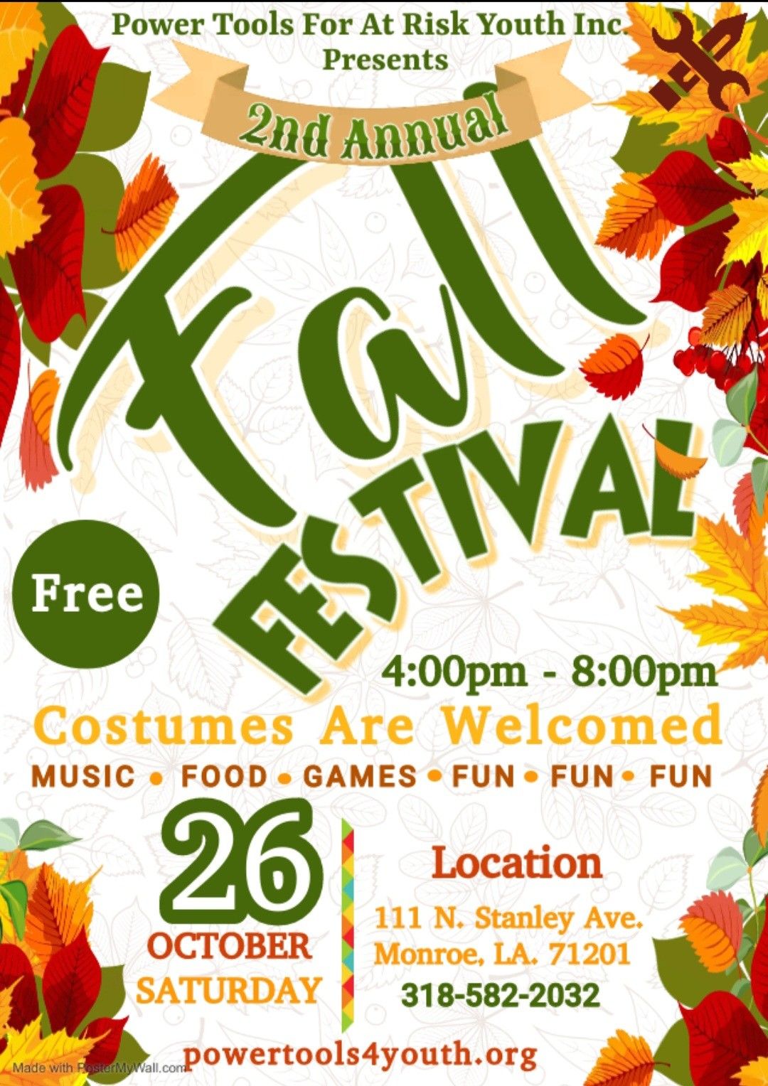 Community Event: Power Tools for At Risk Youth Inc Fall Fest