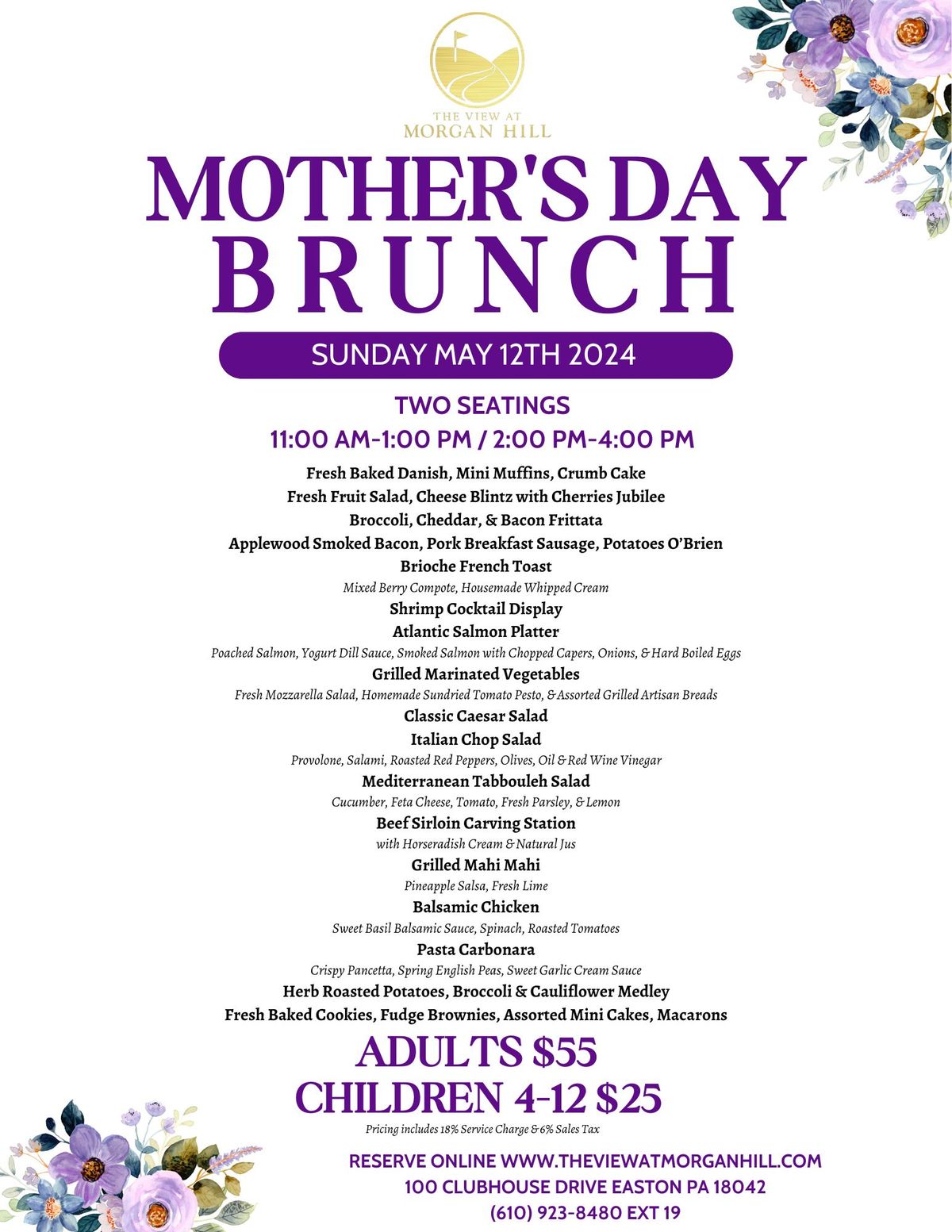 Mother's Day Brunch 11:00 AM-1:00 PM Seating