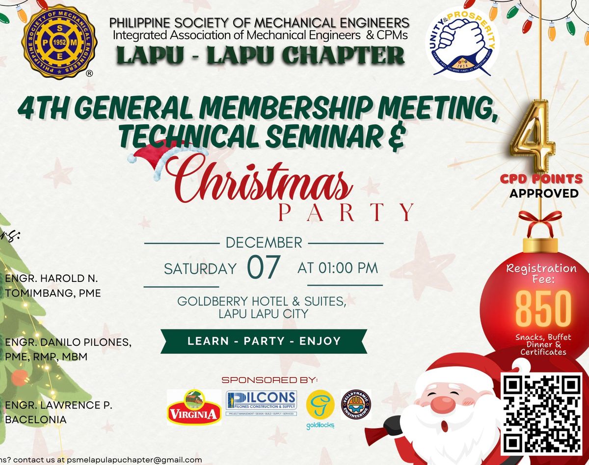 PSME Lapu Lapu Chapter 4th GMM, Technical Seminar, Induction of Officers and Christmas Party