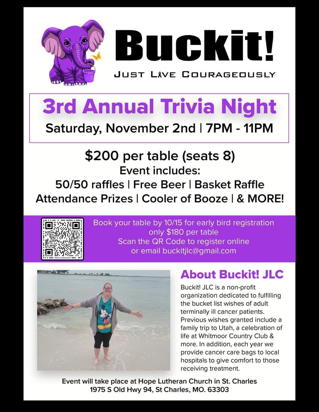 Buckit Just Live Courageously Trivia Night 