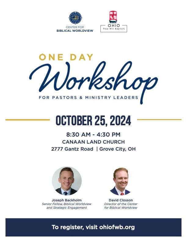 One Day Workshop For Pastors and Minsitry Leaders 