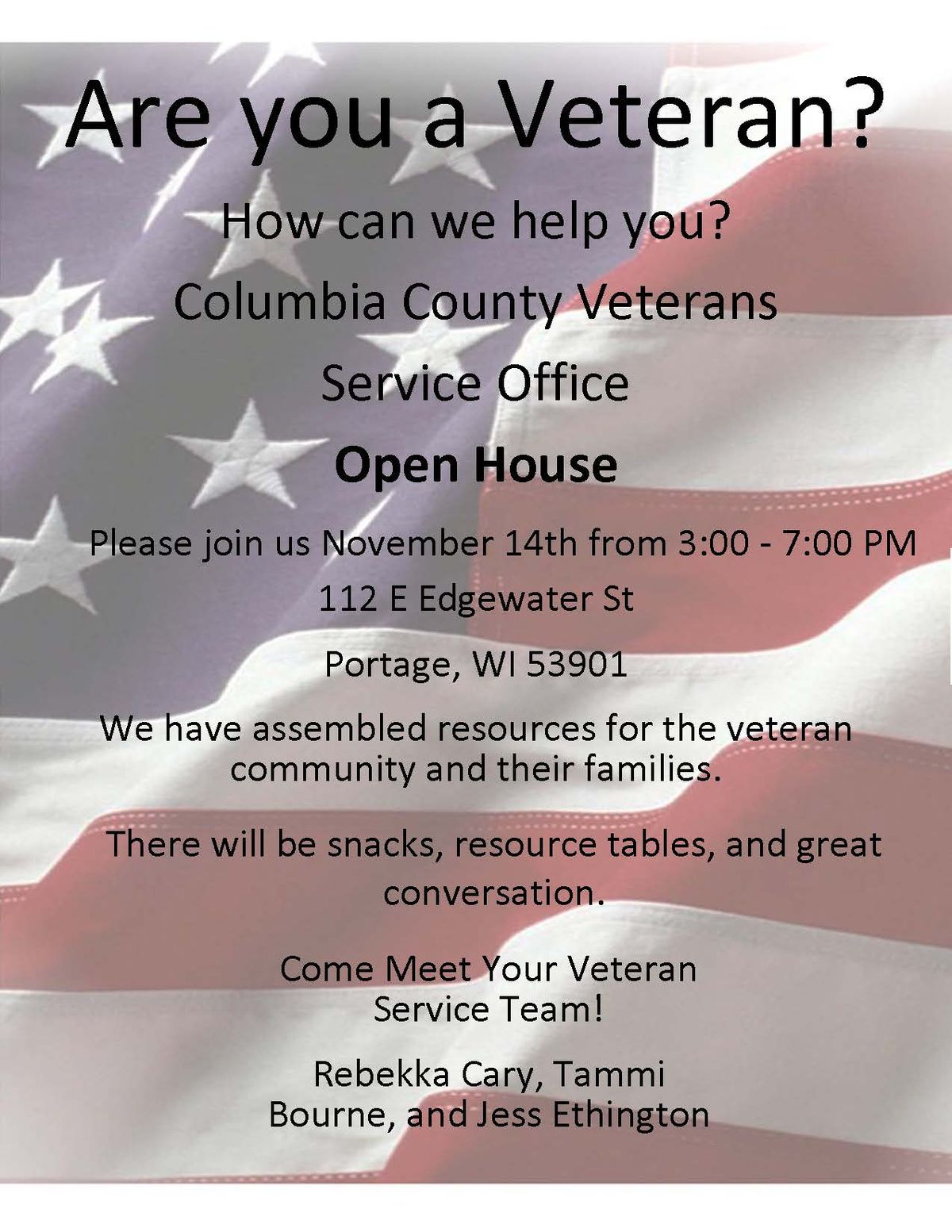 Columbia County Veterans Service Office Open House