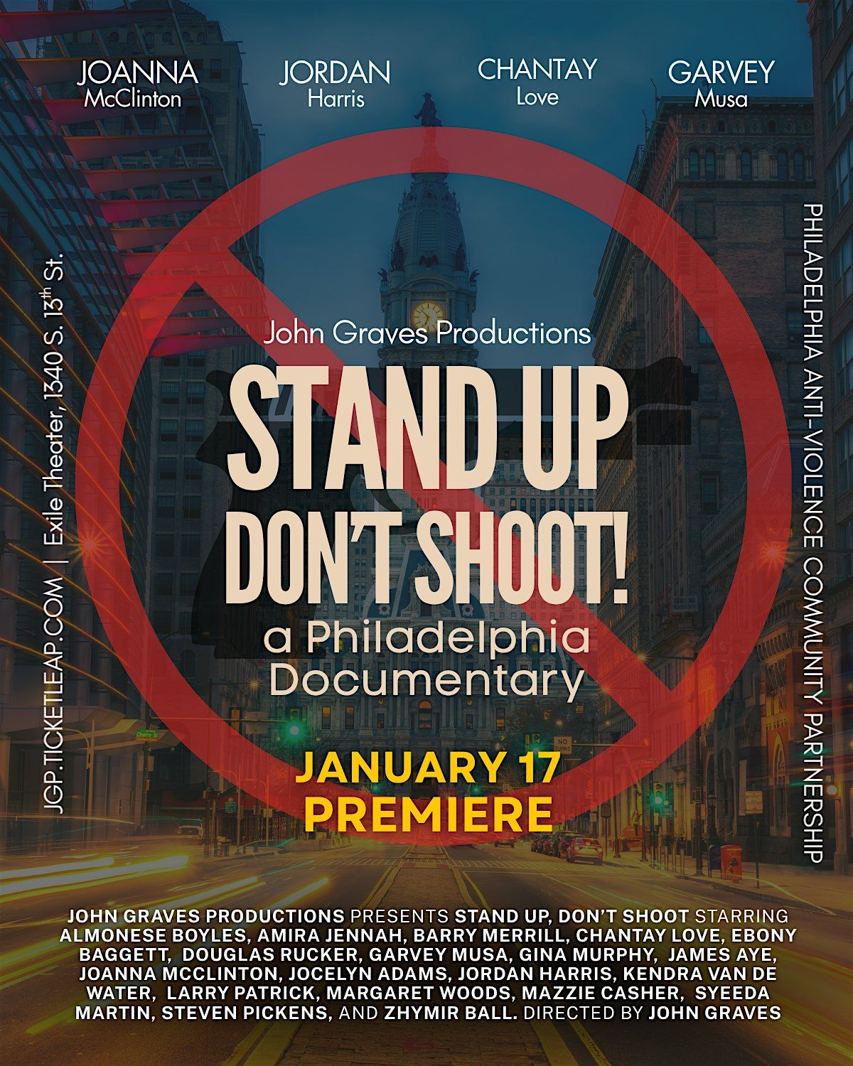 JGP presents Stand Up Don't Shoot documentary premiere
