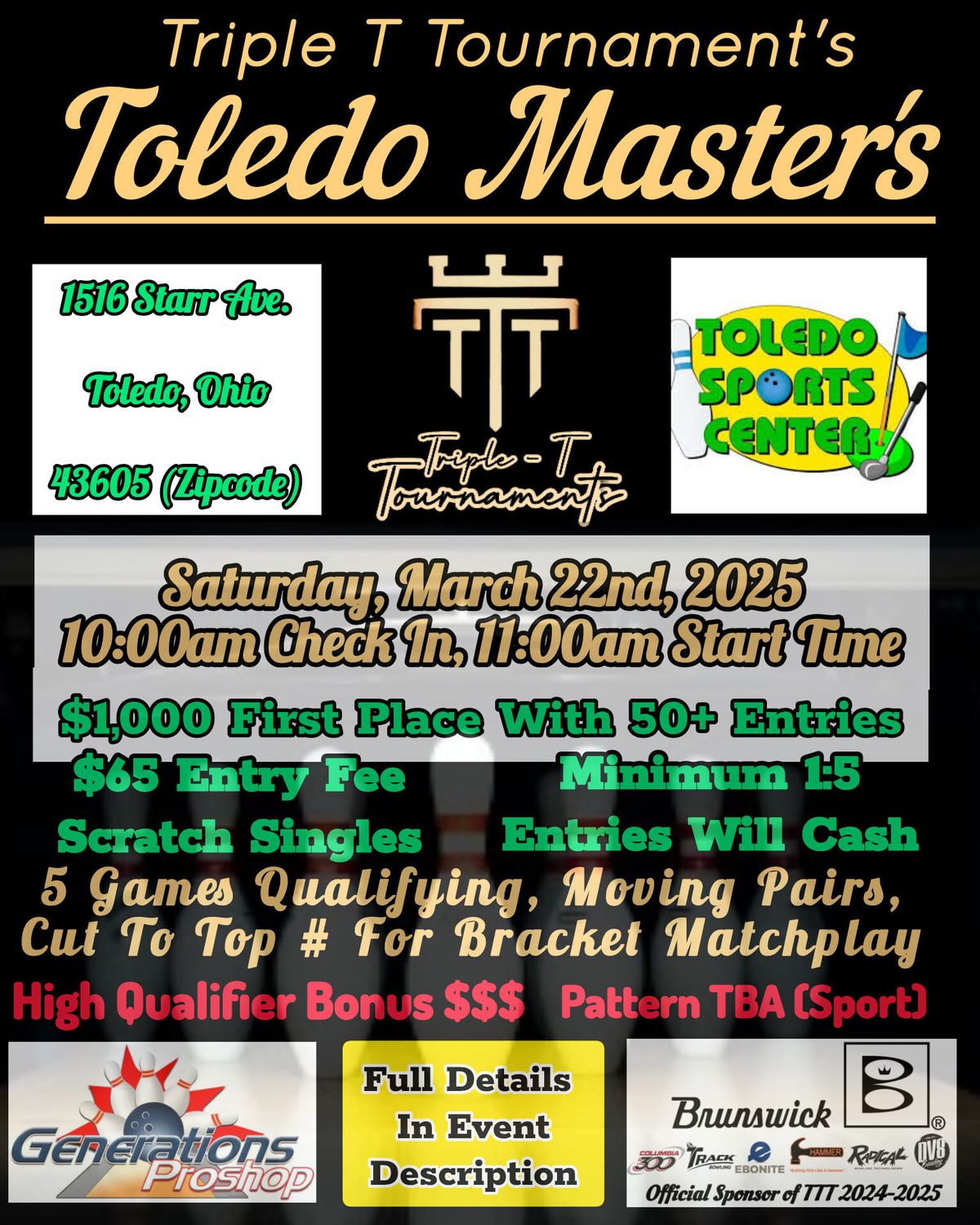 TTT's Toledo Masters ($1,000 First Place)