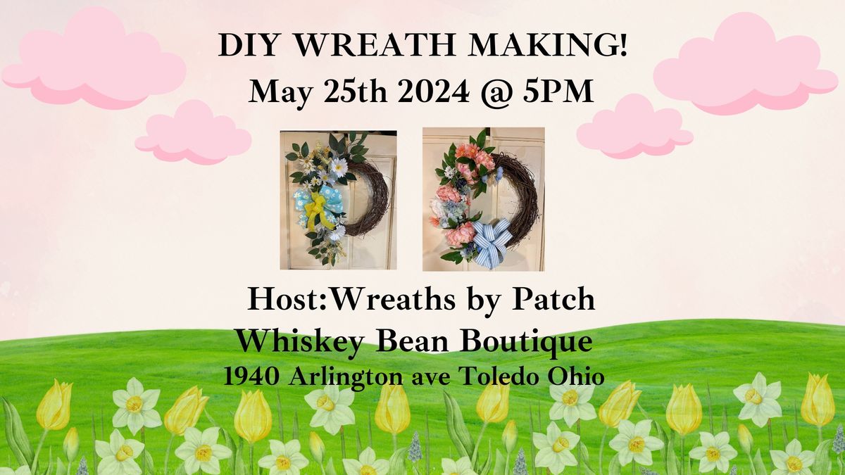 Spring wreath making with wreaths by patch