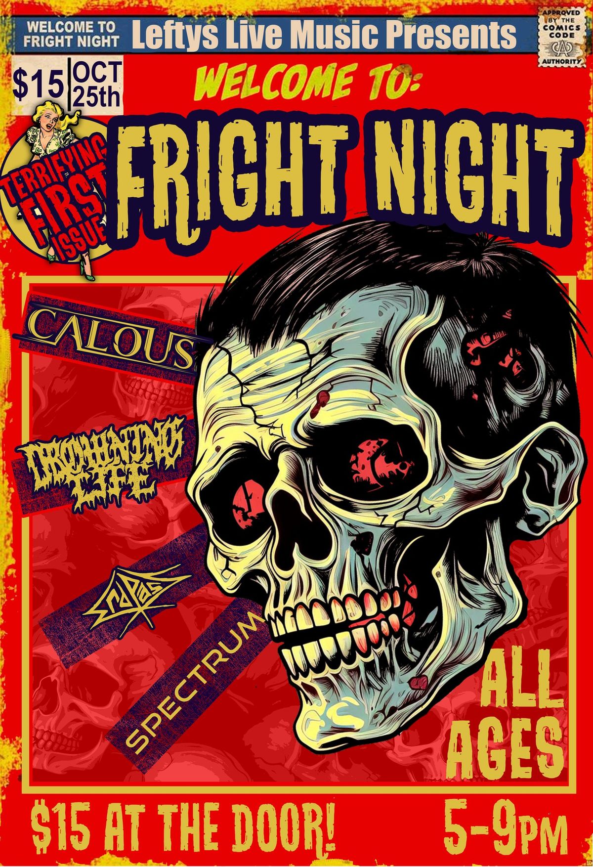 Leftys Live Music Presents Fright Night with Calous, Drowning Life, Endpass and Spectrum