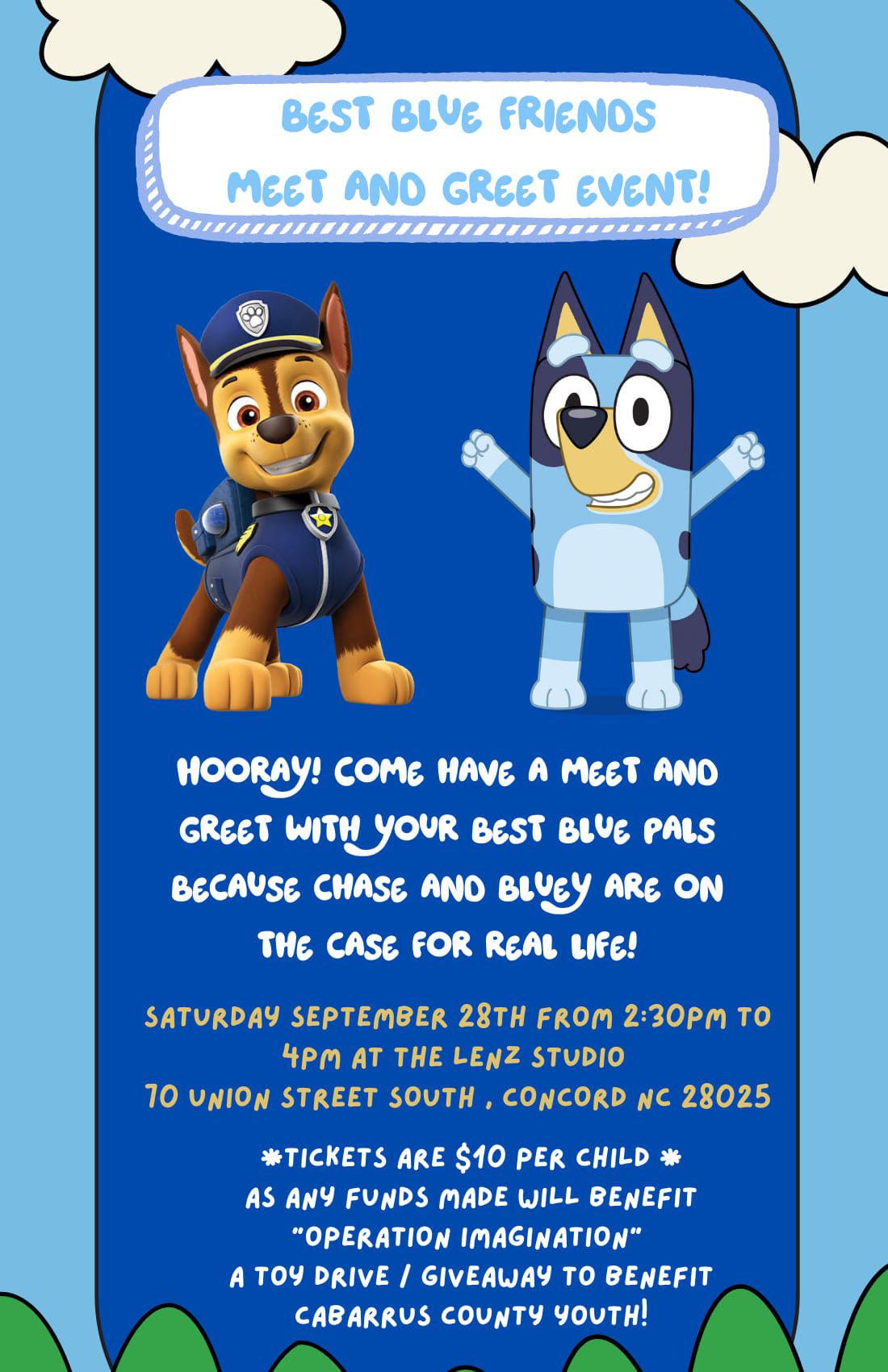 Best Blue Friends! Meet and Greet with Bluey and Chase to Benefit Operation Imagination