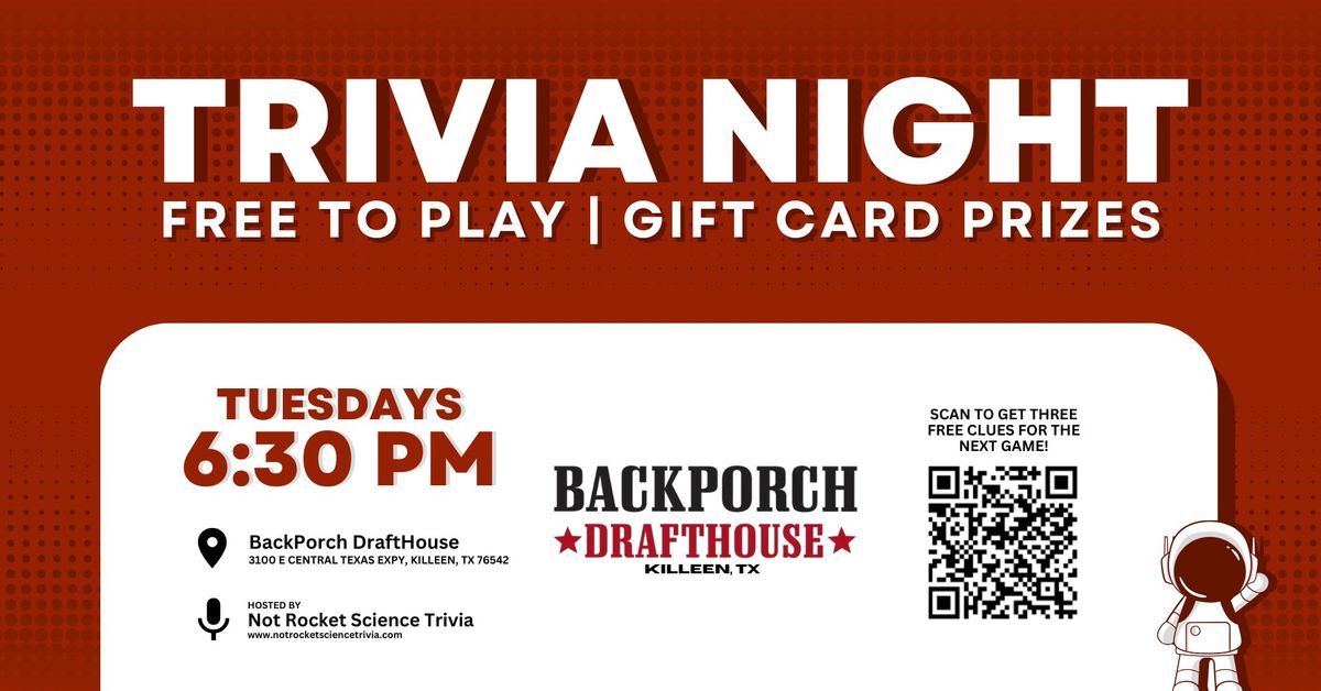 Trivia Night at BackPorch Drafthouse in Killeen