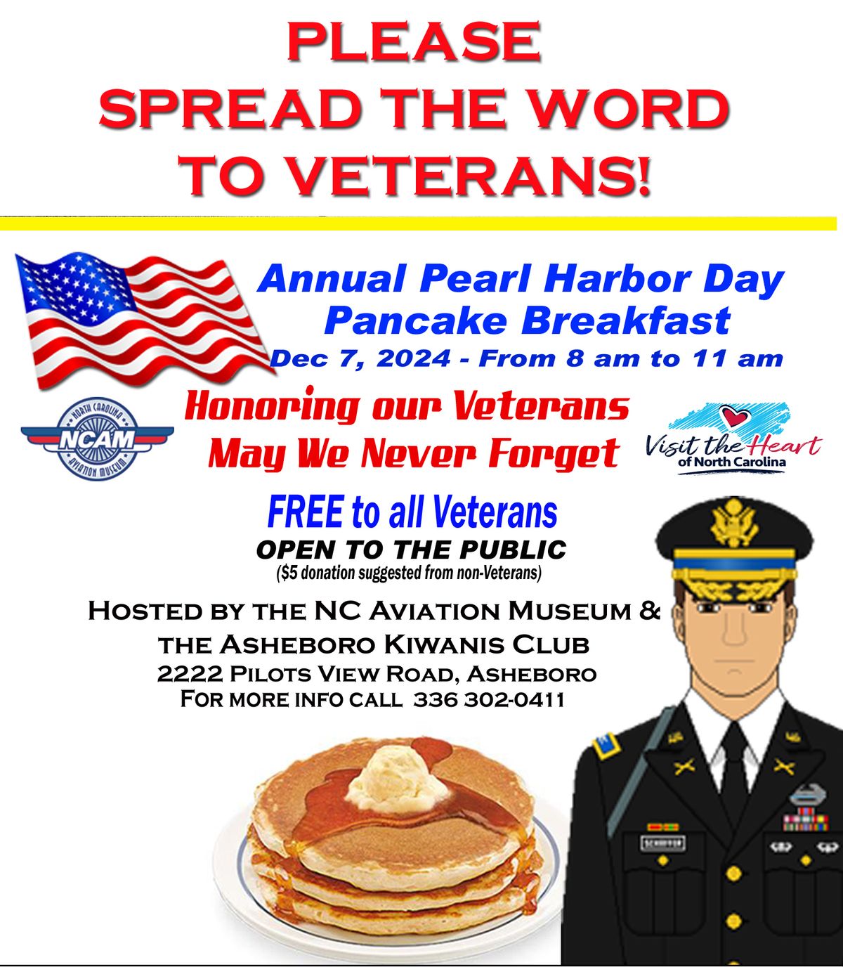 NCAM PEARL HARBOR DAY VETERANS PANCAKE BREAKFAST