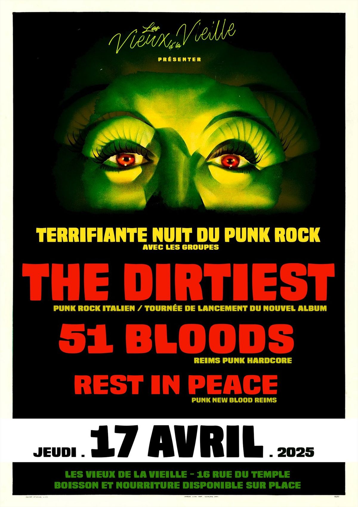 Terrifiante Nuit du Punk Rock avec THE DIRTIEST (IT) + 51 BLOODS (Reims) + REST IN PEACE (Reims)