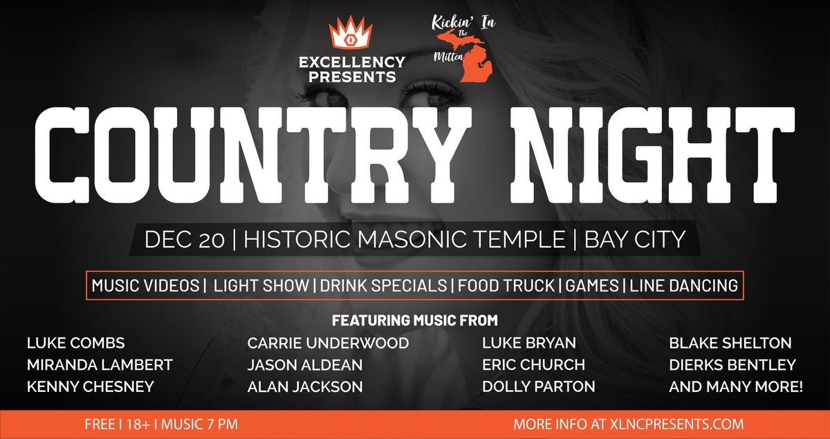 COUNTRY NIGHT Bay City | December 20 at Historic Masonic Temple