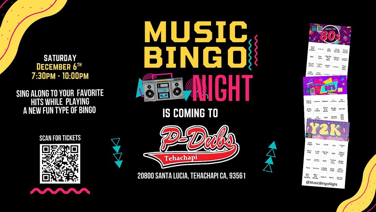 Music Bingo Night @ P-Dubs Brew Pub Tehachapi